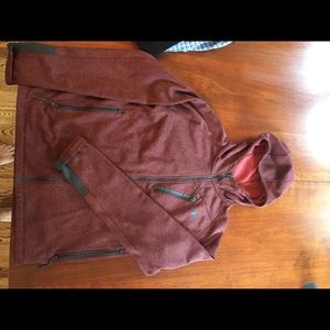 Maroon North Face zip up hoodie